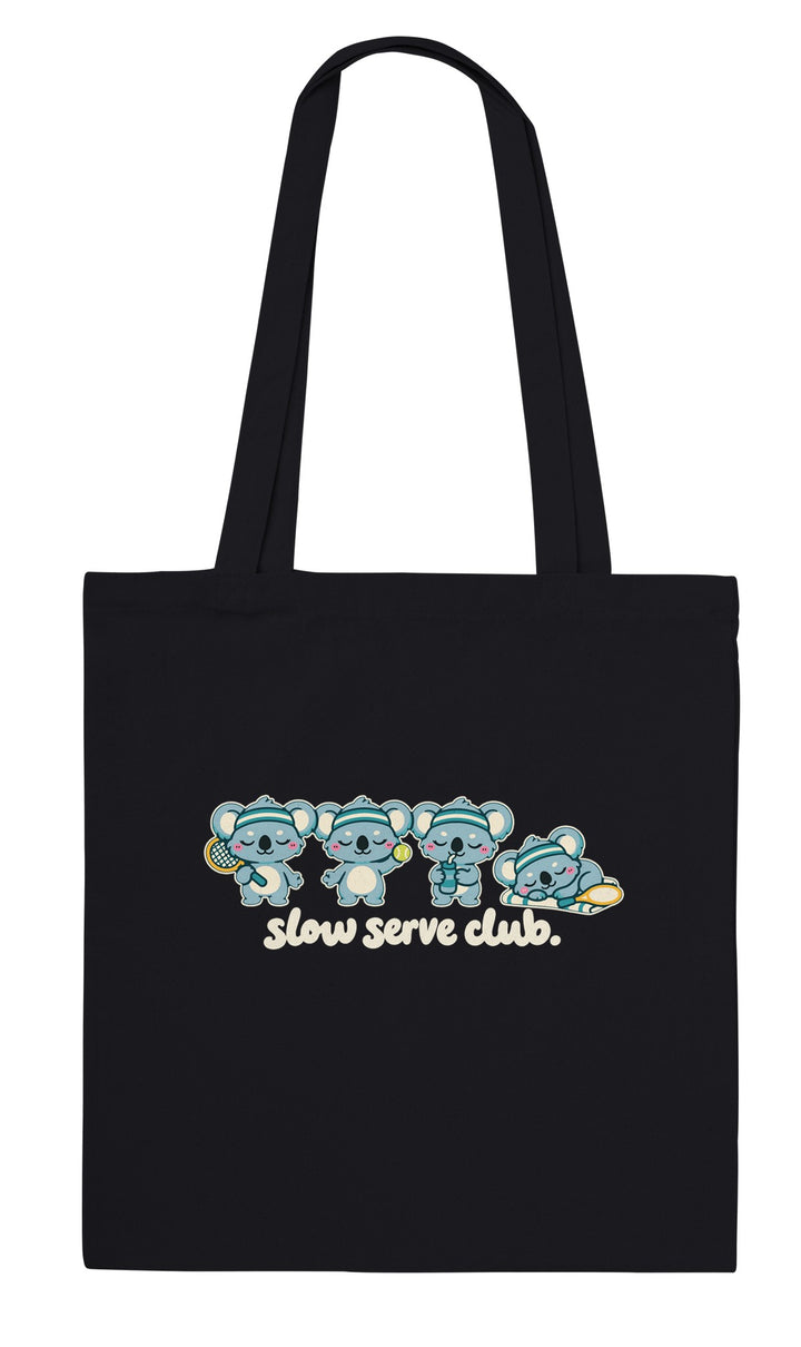 Slow Serve Club feel-good tote bag in black, Zen Koala Australia