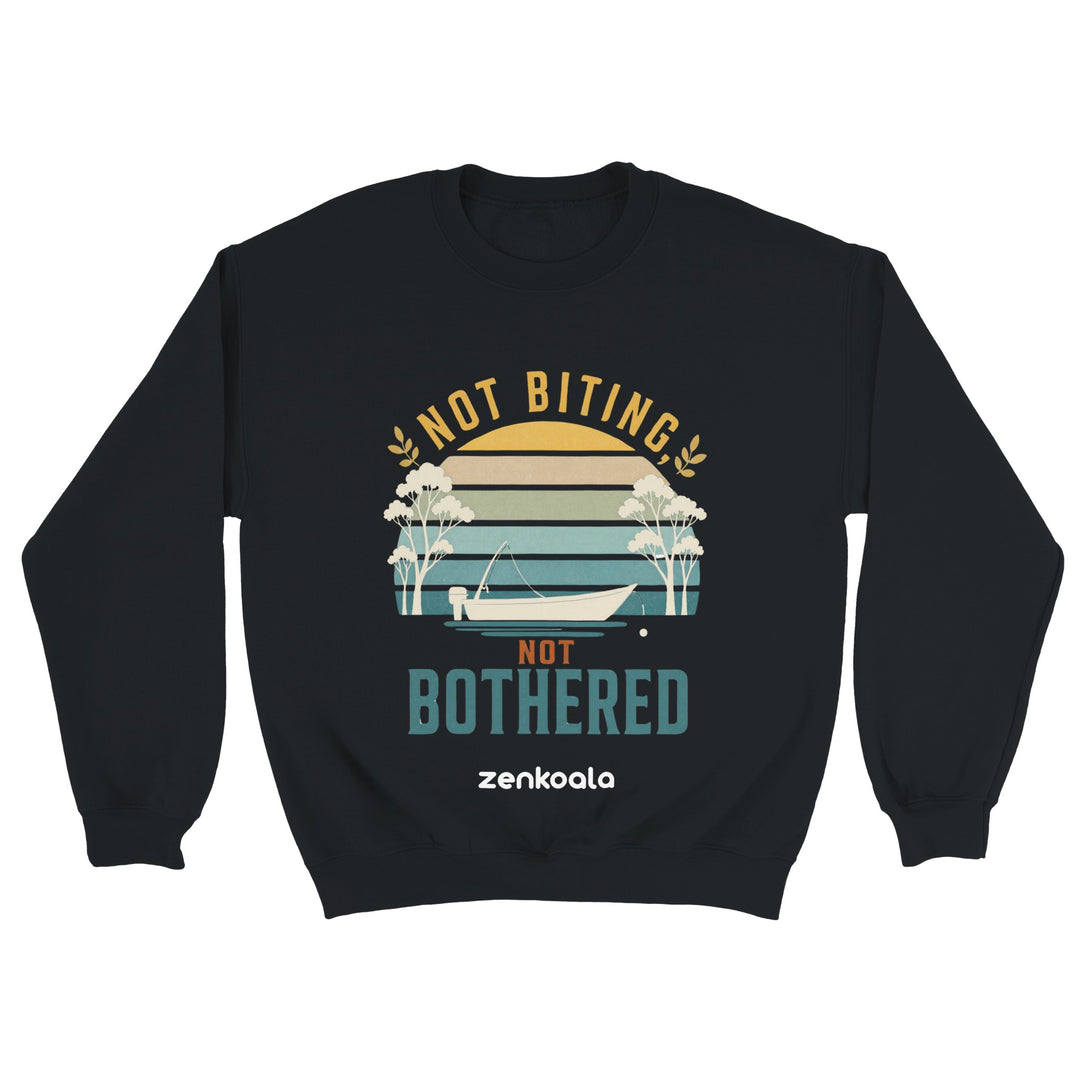 Not Biting Not Bothered feel-good sweatshirt in black — Zen Koala Australia