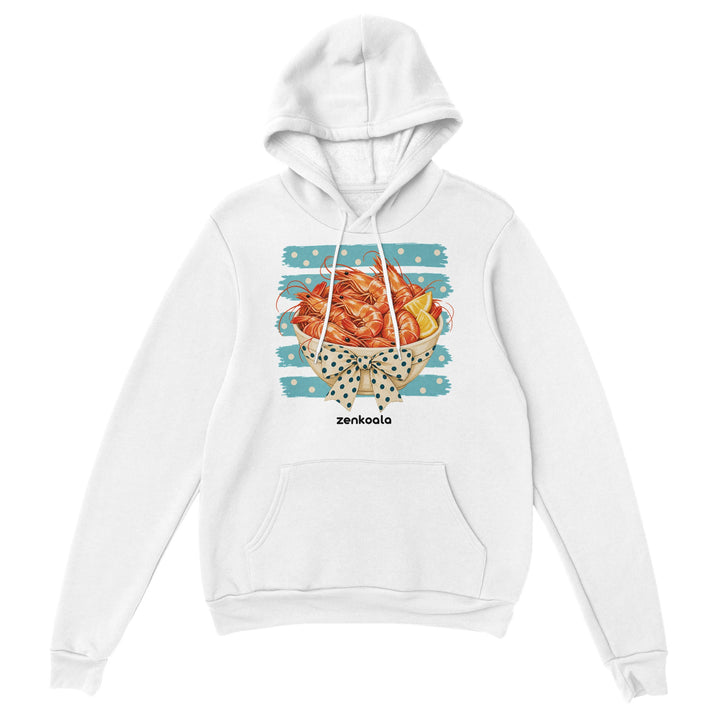 Prawns feel-good hoodie in white, Zen Koala Australia