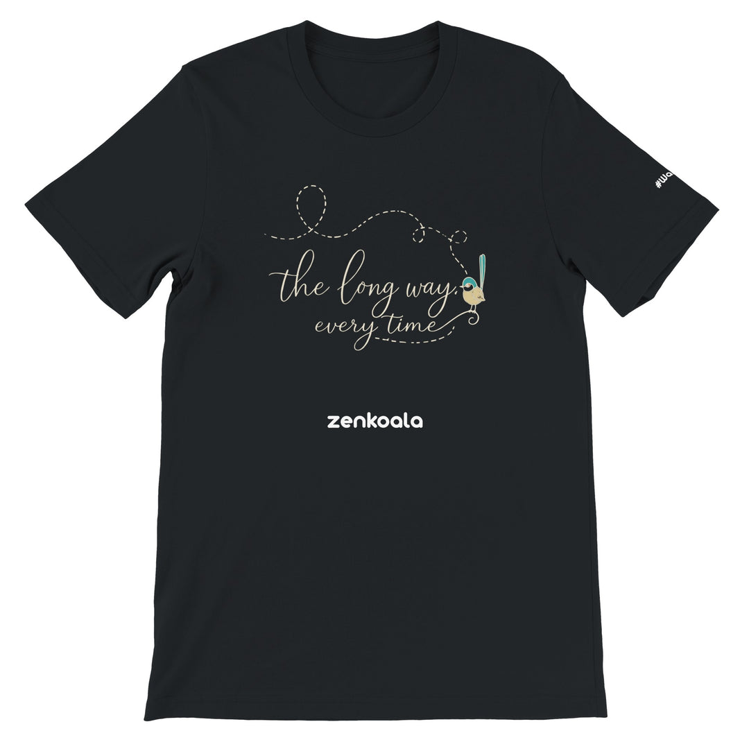 The Long Way Every Time feel-good tee in black — Zen Koala Australia