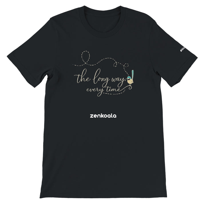 The Long Way Every Time feel-good tee in black — Zen Koala Australia