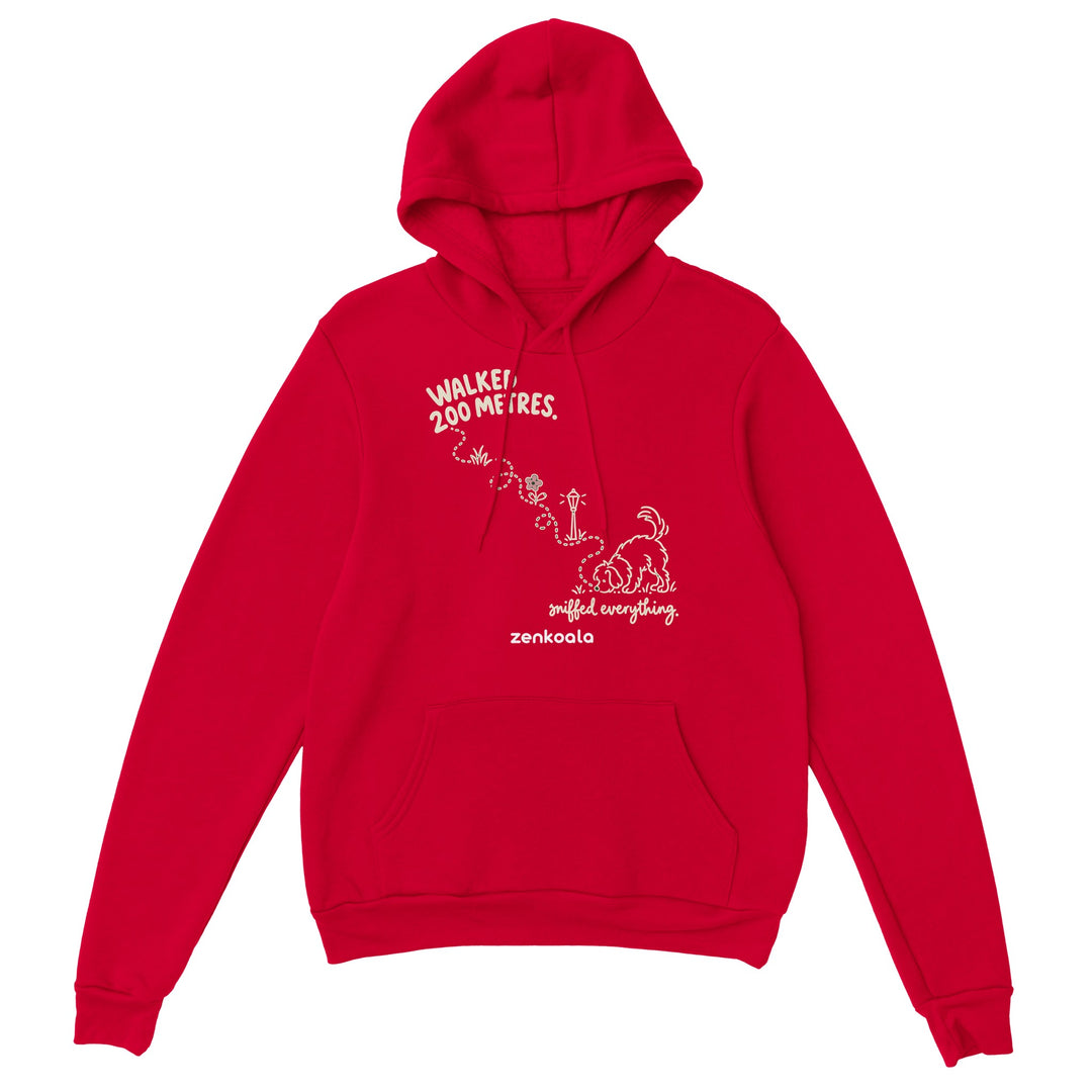 Sniffed Everything feel-good hoodie in red, Zen Koala Australia