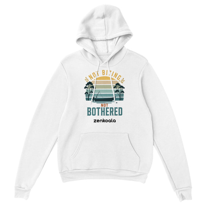 Not Biting Not Bothered feel-good hoodie in White — Zen Koala Australia