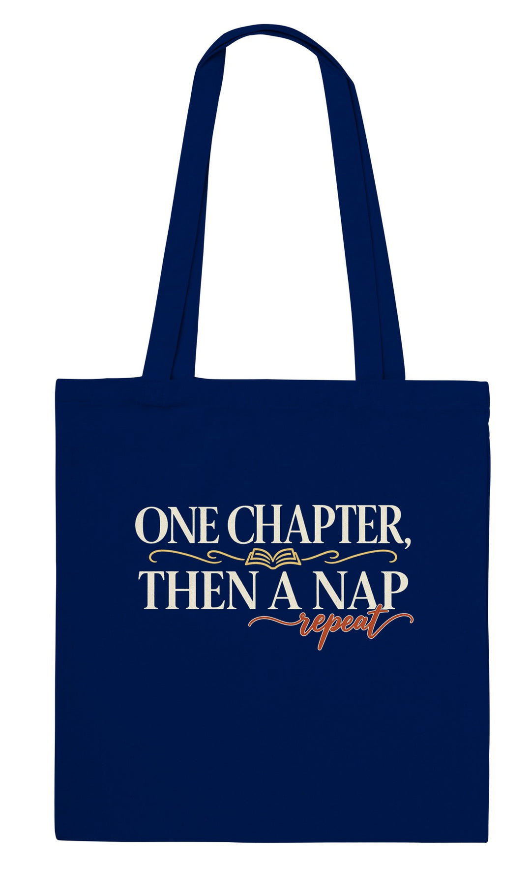 One Chapter Then a Nap feel-good tote bag in navy, Zen Koala Australia