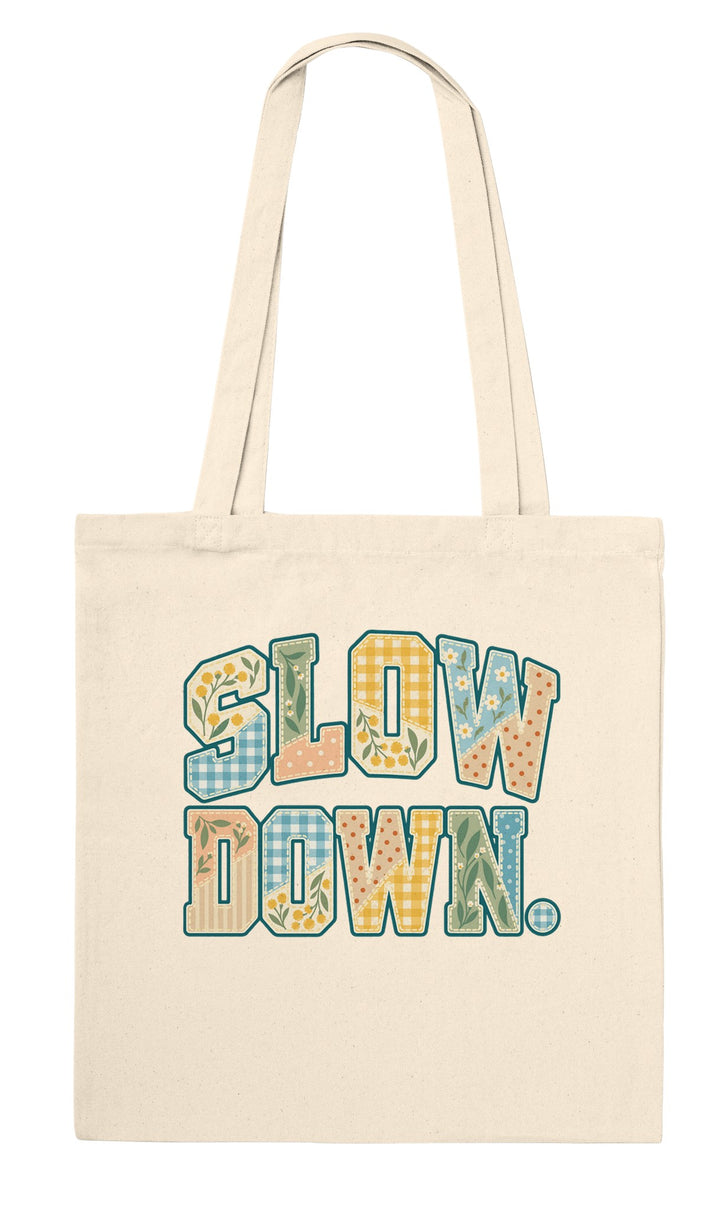 Slow Down Faux Patchwork feel-good tote bag in natural, Zen Koala Australia