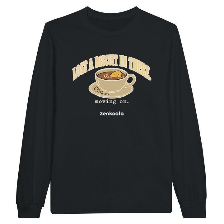 Lost a Biscuit in There feel-good long sleeve tee in black, Zen Koala Australia