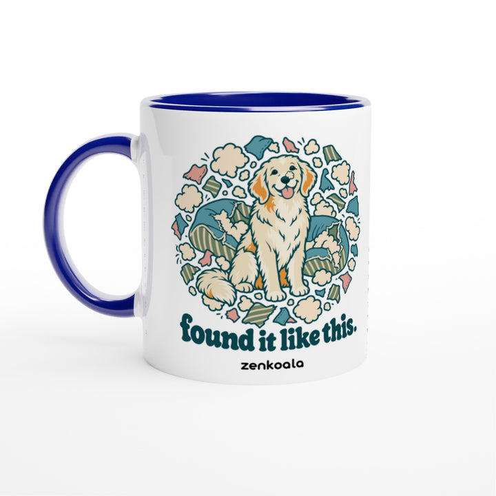 Found It Like This mug in blue: white with a blue rim, inside and handle, Zen Koala Australia