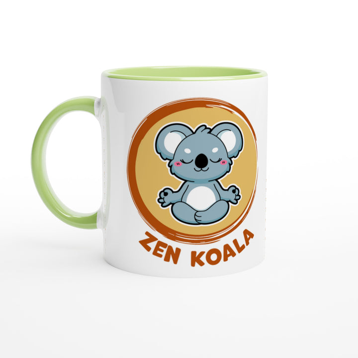 Zen Koala mug in green: white with a green rim, inside and handle, Zen Koala Australia