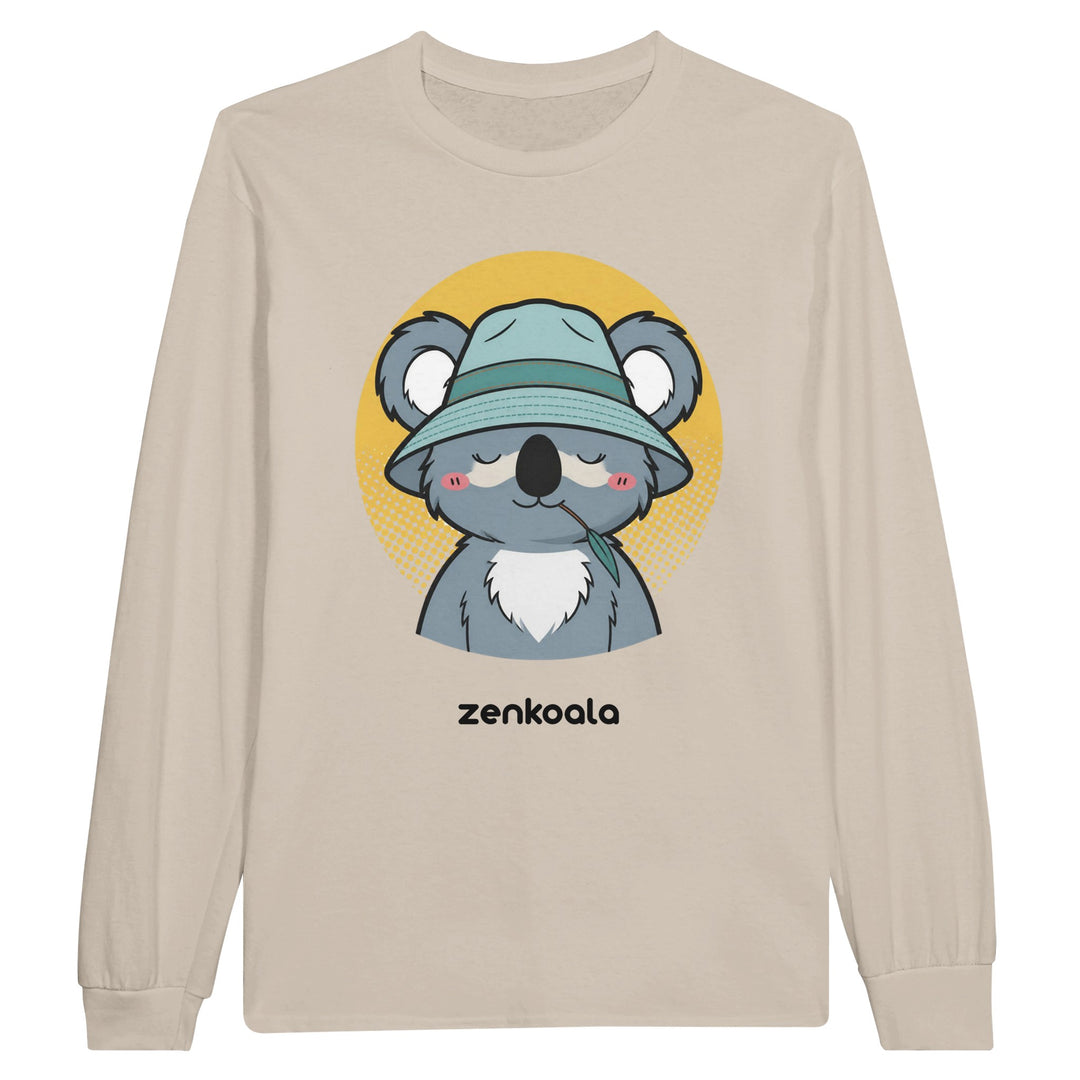 Koala Zinc and Bucket Hat long sleeve tee in sand — Zen Koala Australia