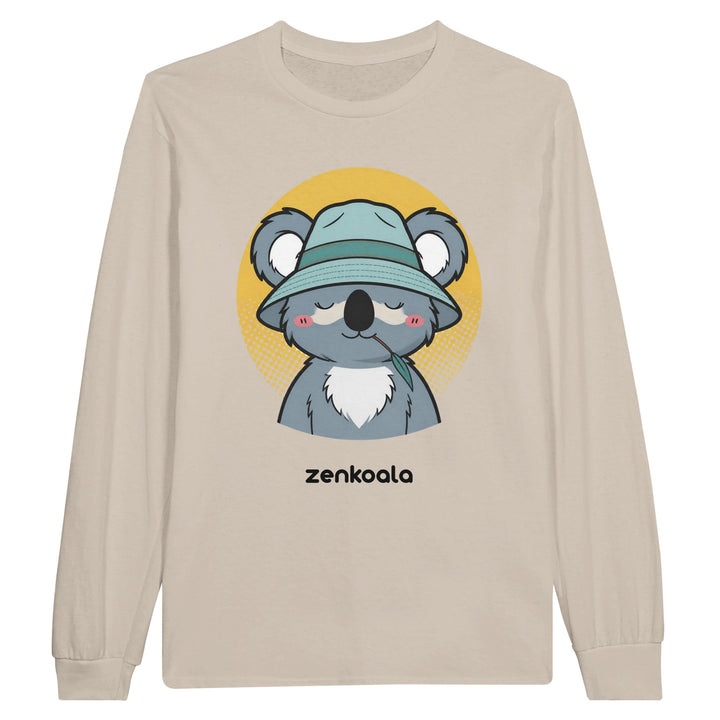 Koala Zinc and Bucket Hat long sleeve tee in sand — Zen Koala Australia