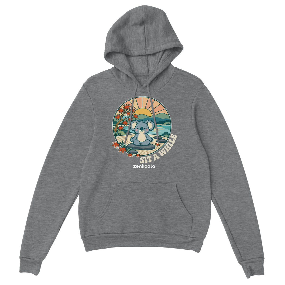 Sit a While feel-good hoodie in sport grey, Zen Koala Australia