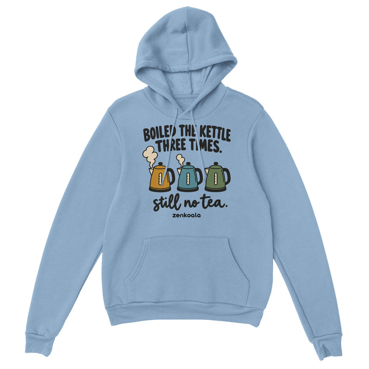 Boiled the Kettle Three Times feel-good hoodie in light blue, Zen Koala Australia
