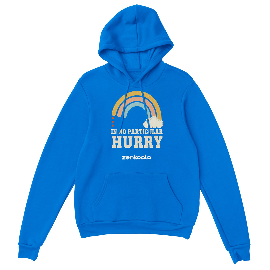 In No Particular Hurry feel-good hoodie in Royal — Zen Koala Australia