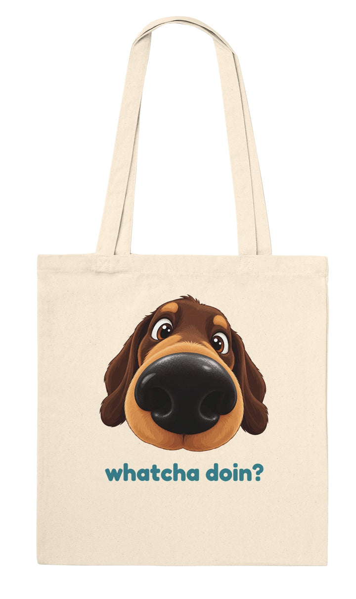 Whatcha Doin? feel-good tote bag in natural, Zen Koala Australia