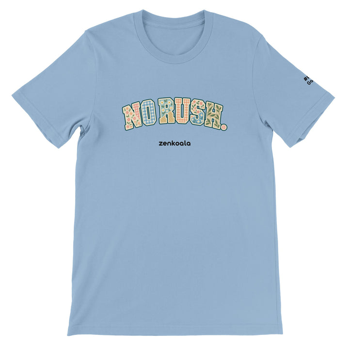 No Rush Faux Patchwork feel-good tee in light blue, Zen Koala Australia