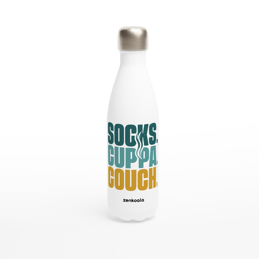 Socks Cuppa Couch feel-good water bottle: three words for the perfect evening in, Zen Koala Australia