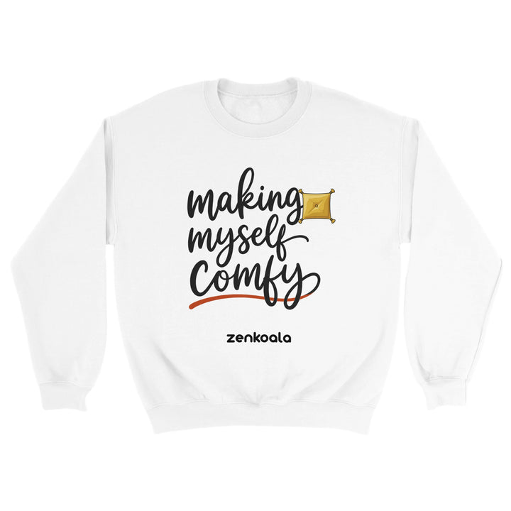 Making Myself Comfy feel-good sweatshirt in white — Zen Koala Australia