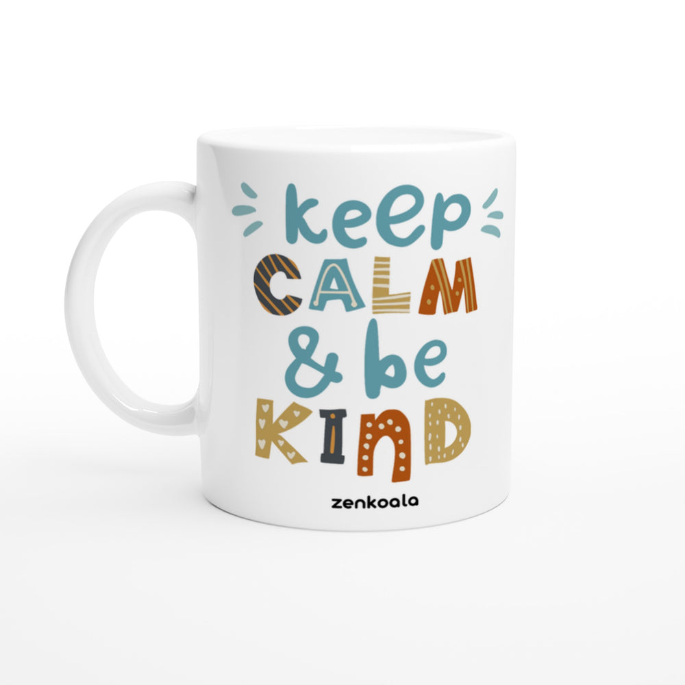 Keep Calm, Be Kind mug in all white, Zen Koala Australia