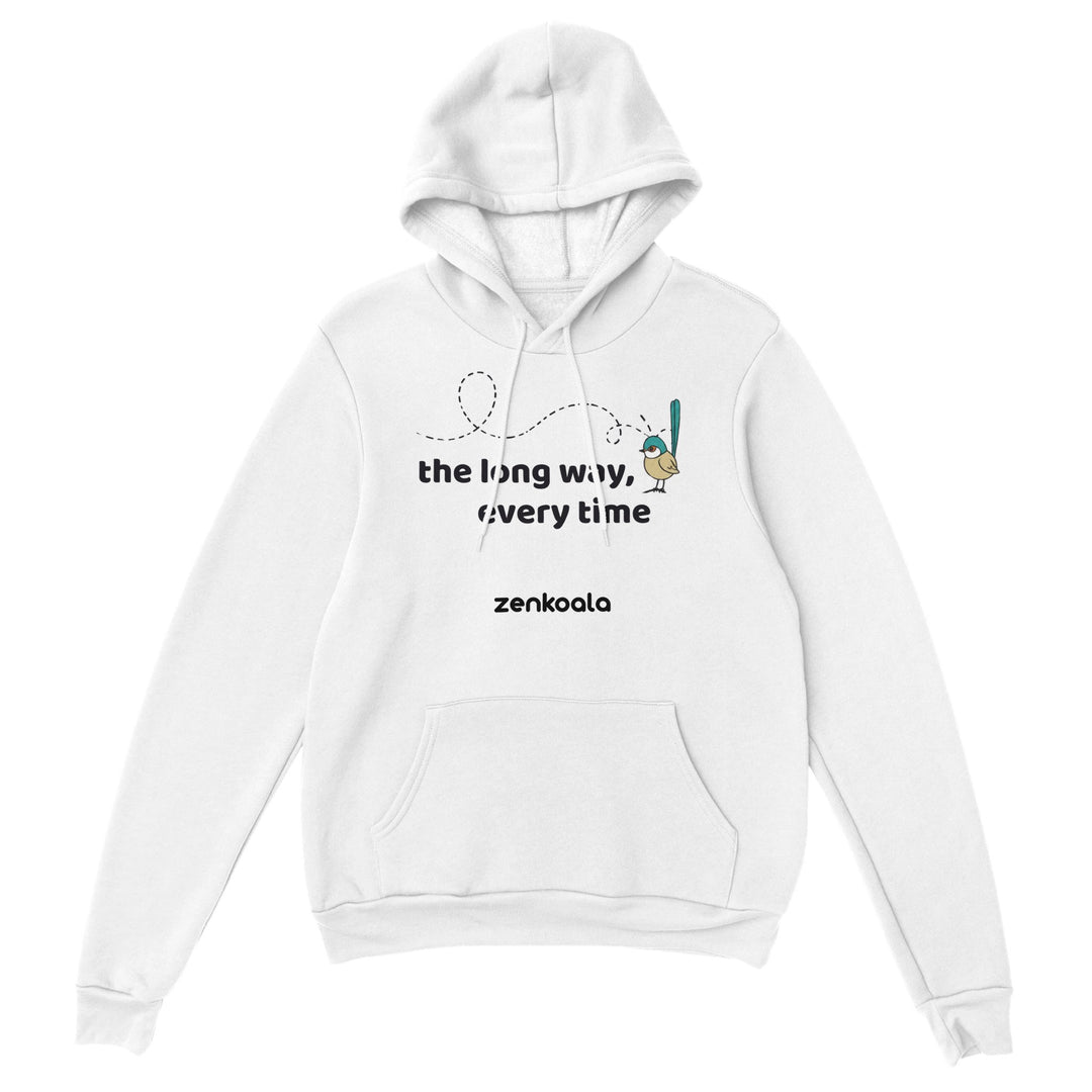 The Long Way Every Time feel-good hoodie in White — Zen Koala Australia