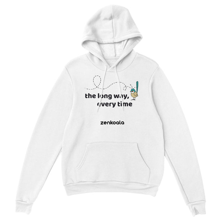 The Long Way Every Time feel-good hoodie in White — Zen Koala Australia