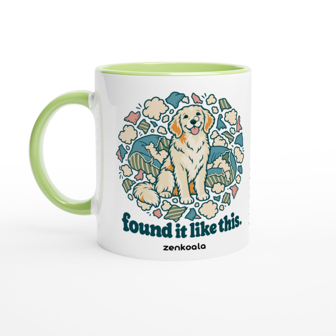 Found It Like This mug in green: white with a green rim, inside and handle, Zen Koala Australia