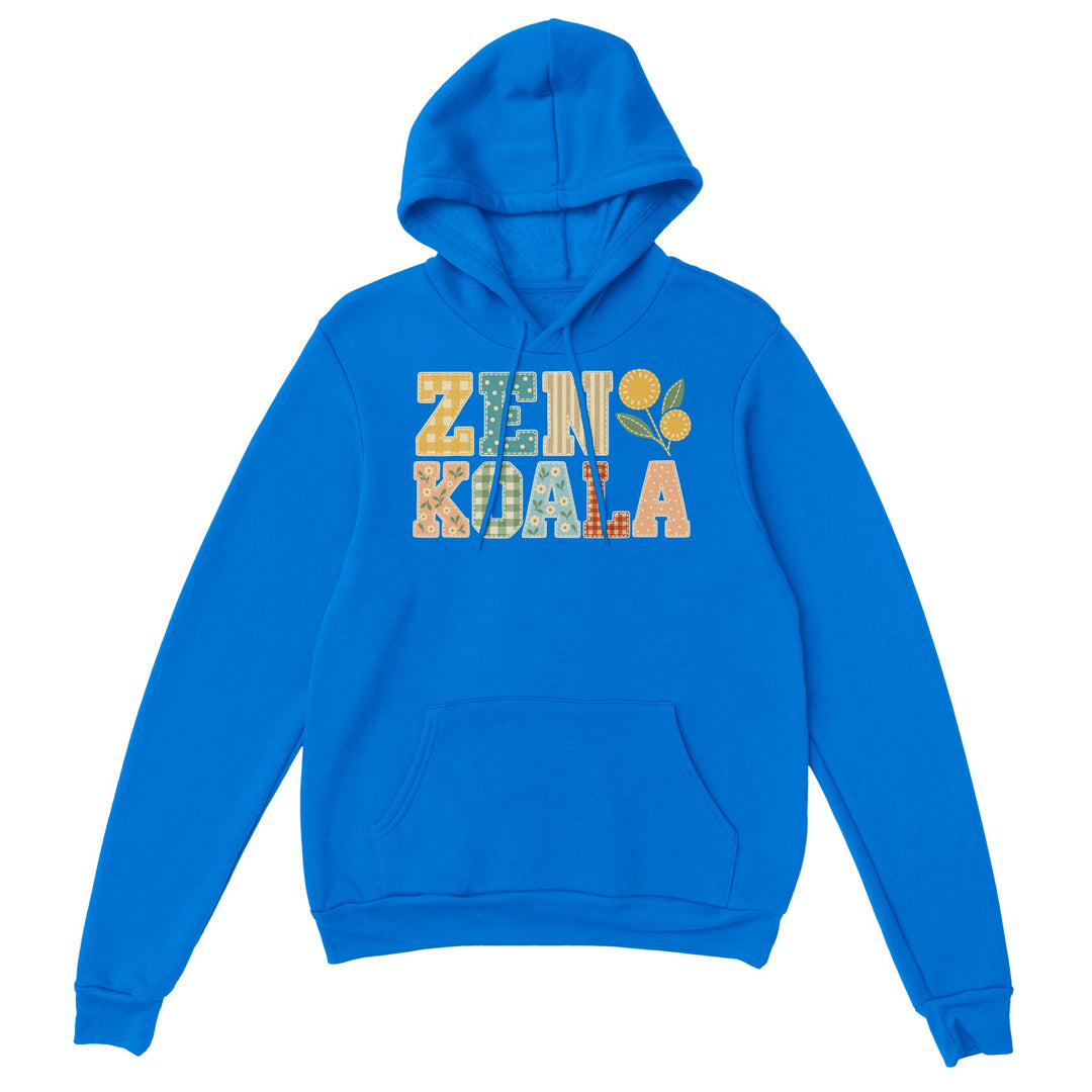 Zen Koala Faux Patchwork feel-good hoodie in royal, Zen Koala Australia