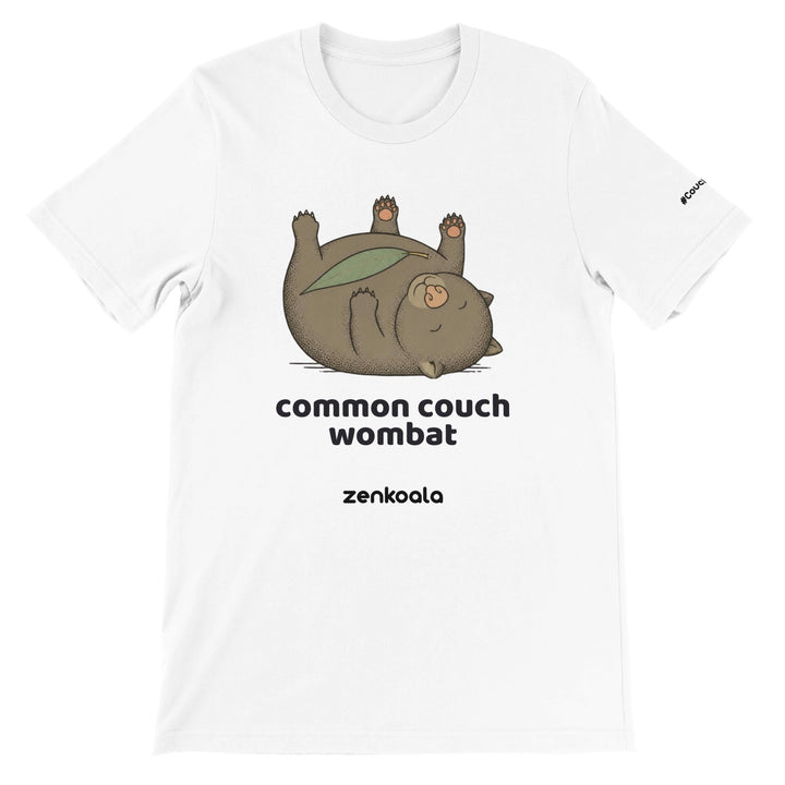 Common Couch Wombat feel-good tee in white — Zen Koala Australia