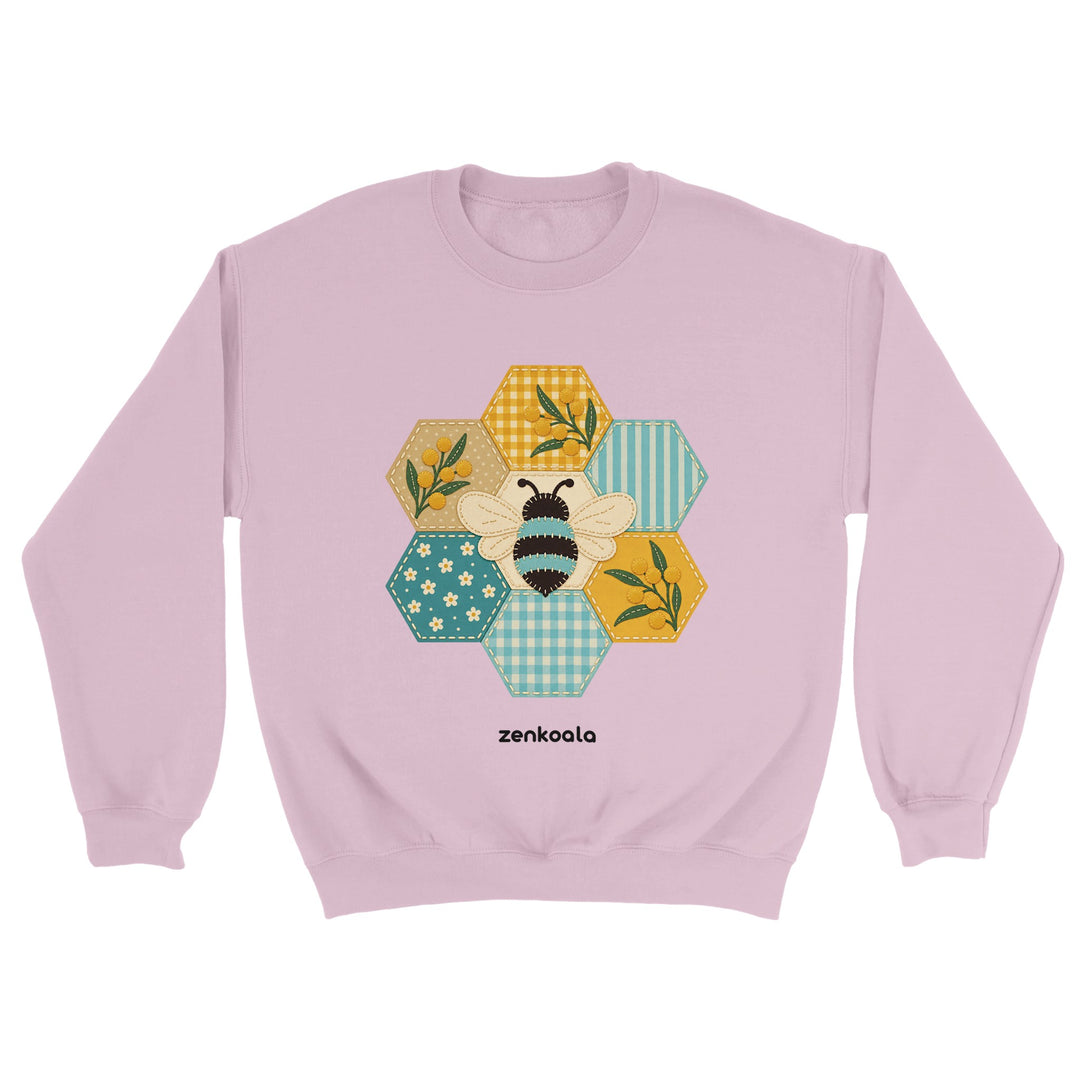 Honeycomb Bee feel-good sweatshirt in light pink, Zen Koala Australia