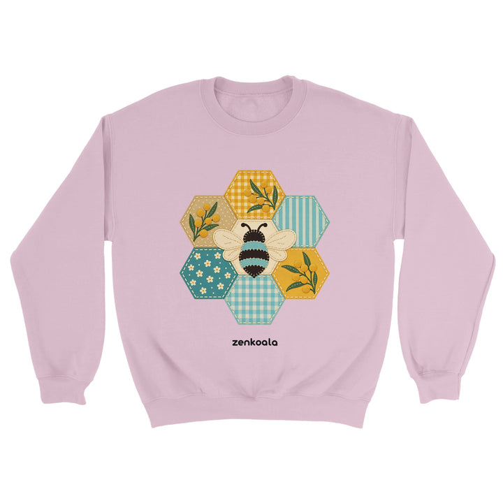 Honeycomb Bee feel-good sweatshirt in light pink, Zen Koala Australia