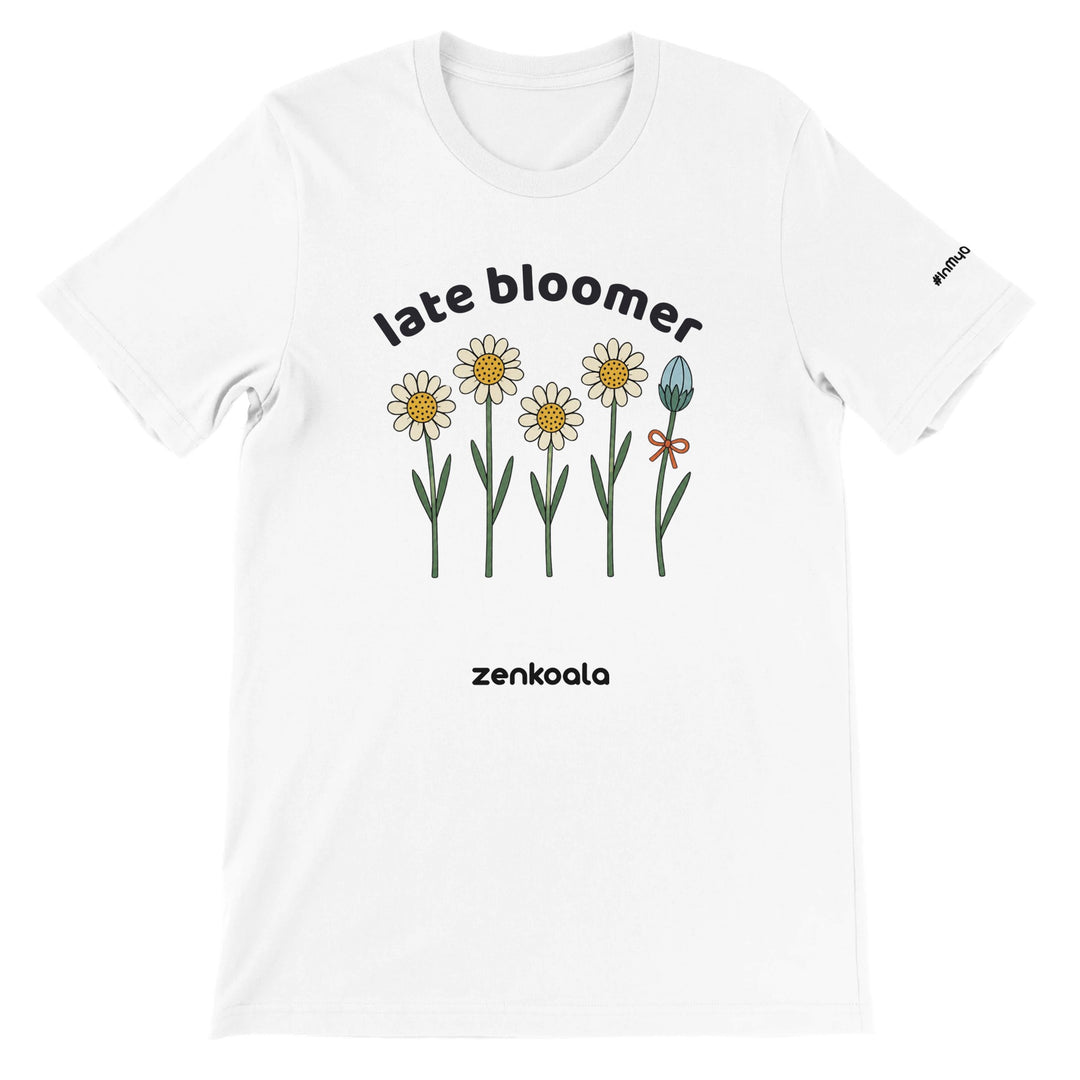Late Bloomer feel-good tee in white — Zen Koala Australia
