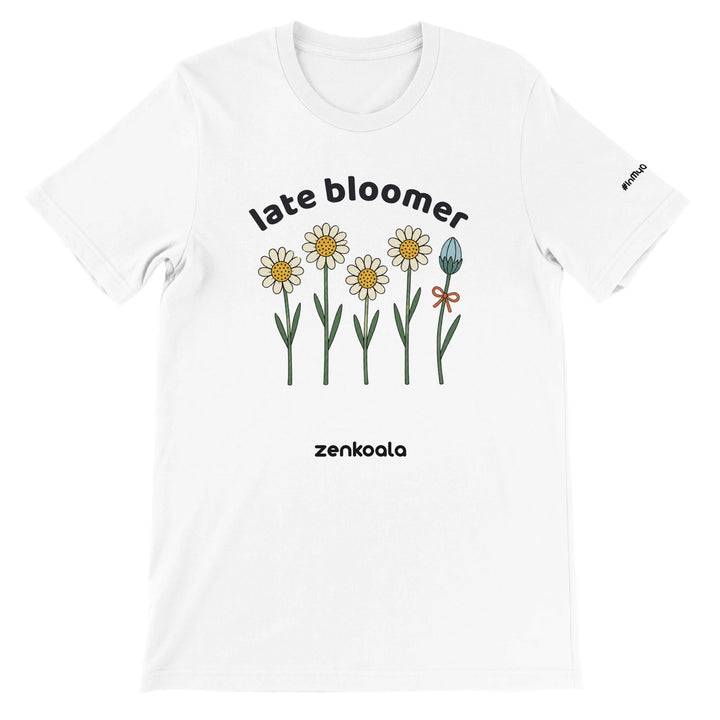 Late Bloomer feel-good tee in white — Zen Koala Australia