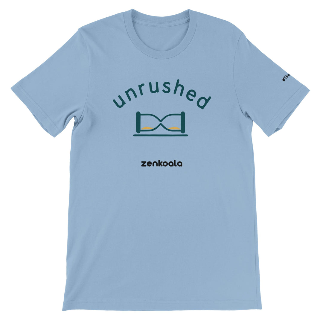 Unrushed feel-good tee in light blue — Zen Koala Australia