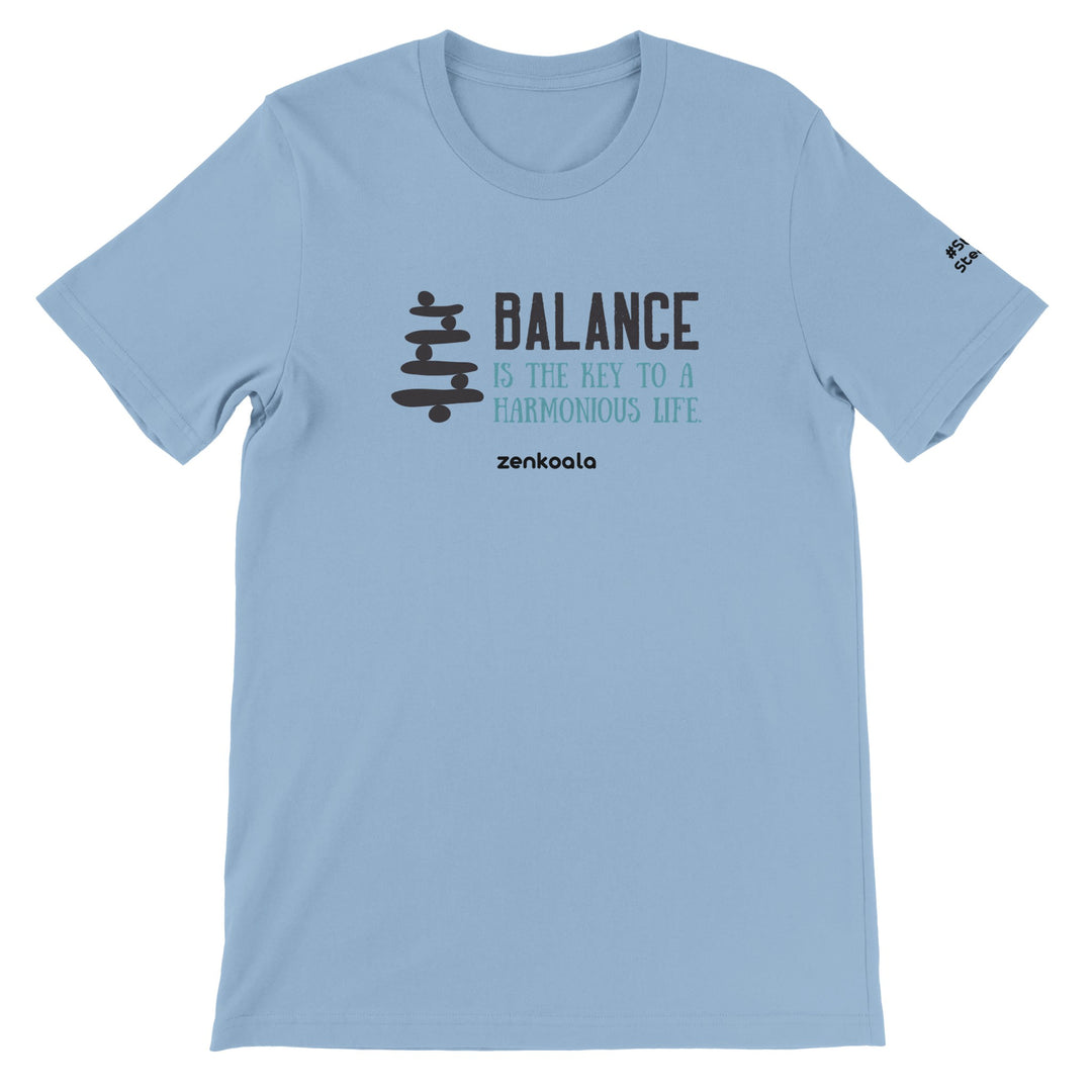 Balance feel-good tee in light blue, Zen Koala Australia
