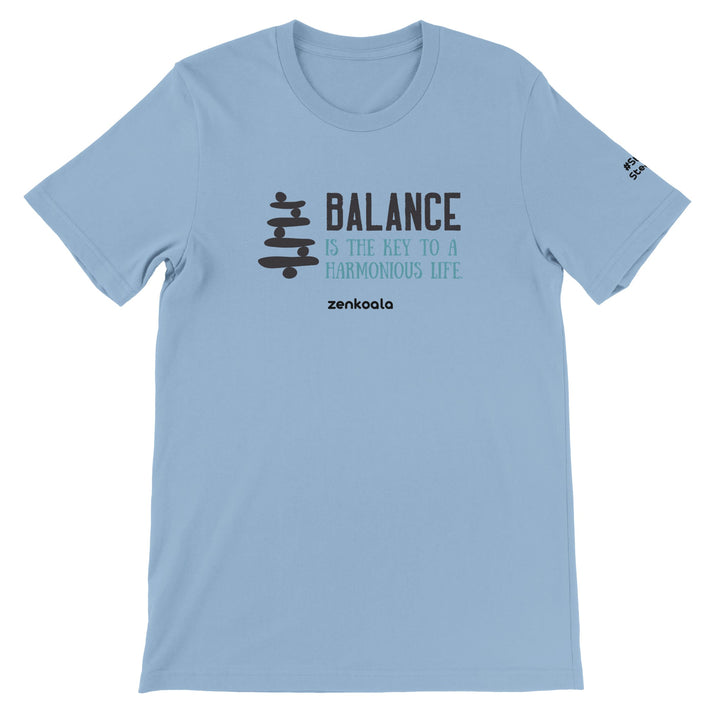 Balance feel-good tee in light blue, Zen Koala Australia