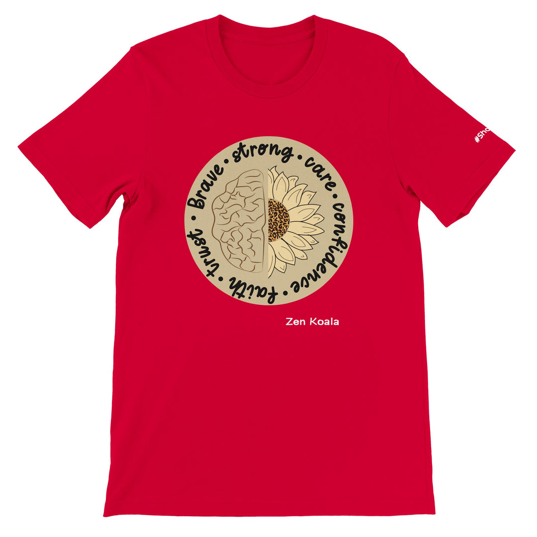 Be Brave feel-good t-shirt in red — Zen Koala Australia