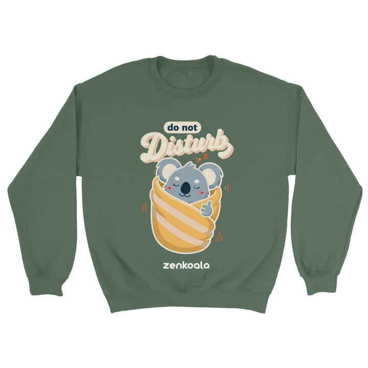Do Not Disturb Koala feel-good sweatshirt in military green — Zen Koala Australia