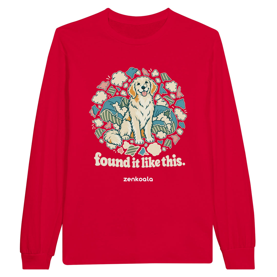 Found It Like This feel-good long sleeve tee in red, Zen Koala Australia