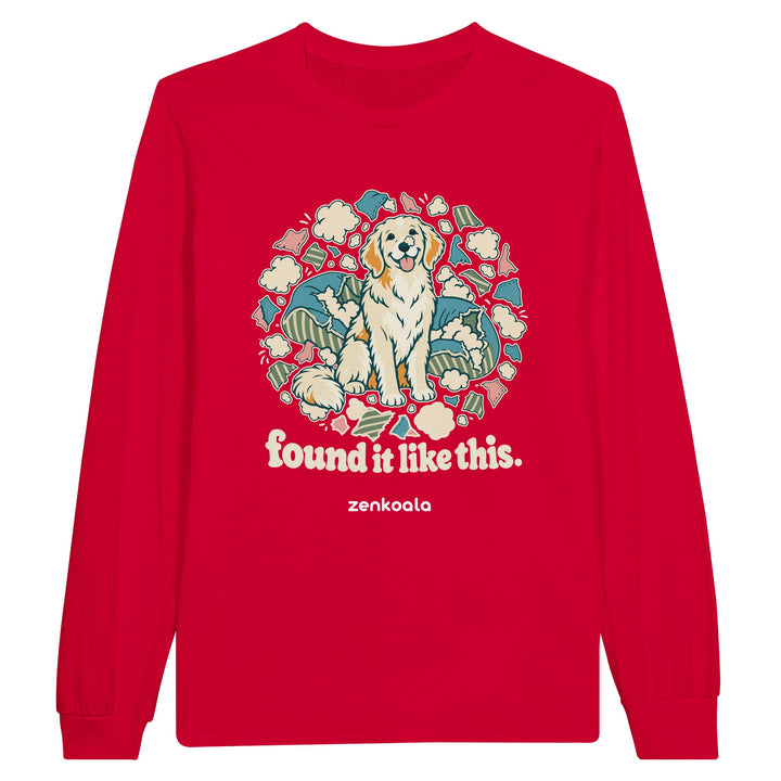 Found It Like This feel-good long sleeve tee in red, Zen Koala Australia