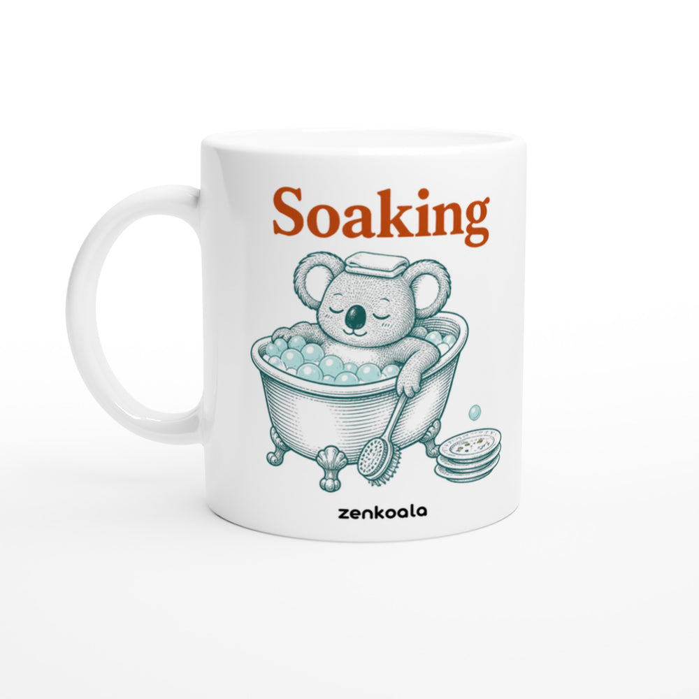 Soaking Koala Bath mug in all white, Zen Koala Australia