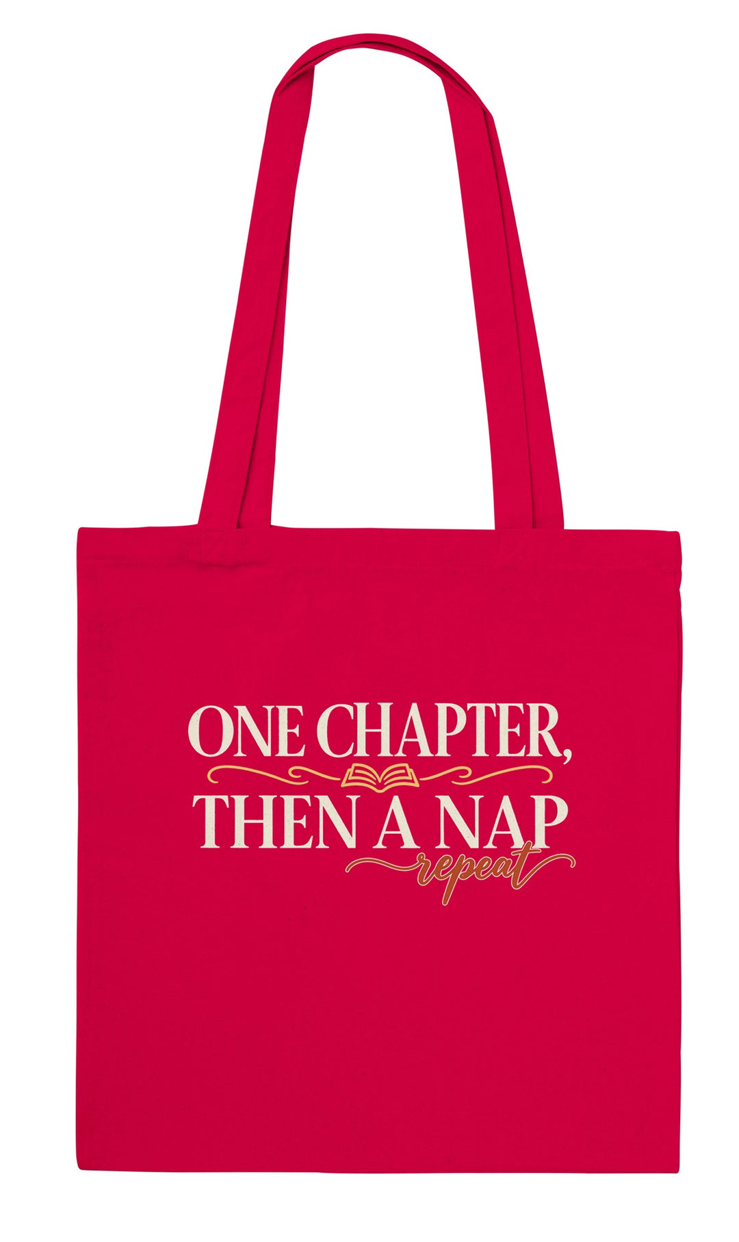One Chapter Then a Nap feel-good tote bag in red, Zen Koala Australia