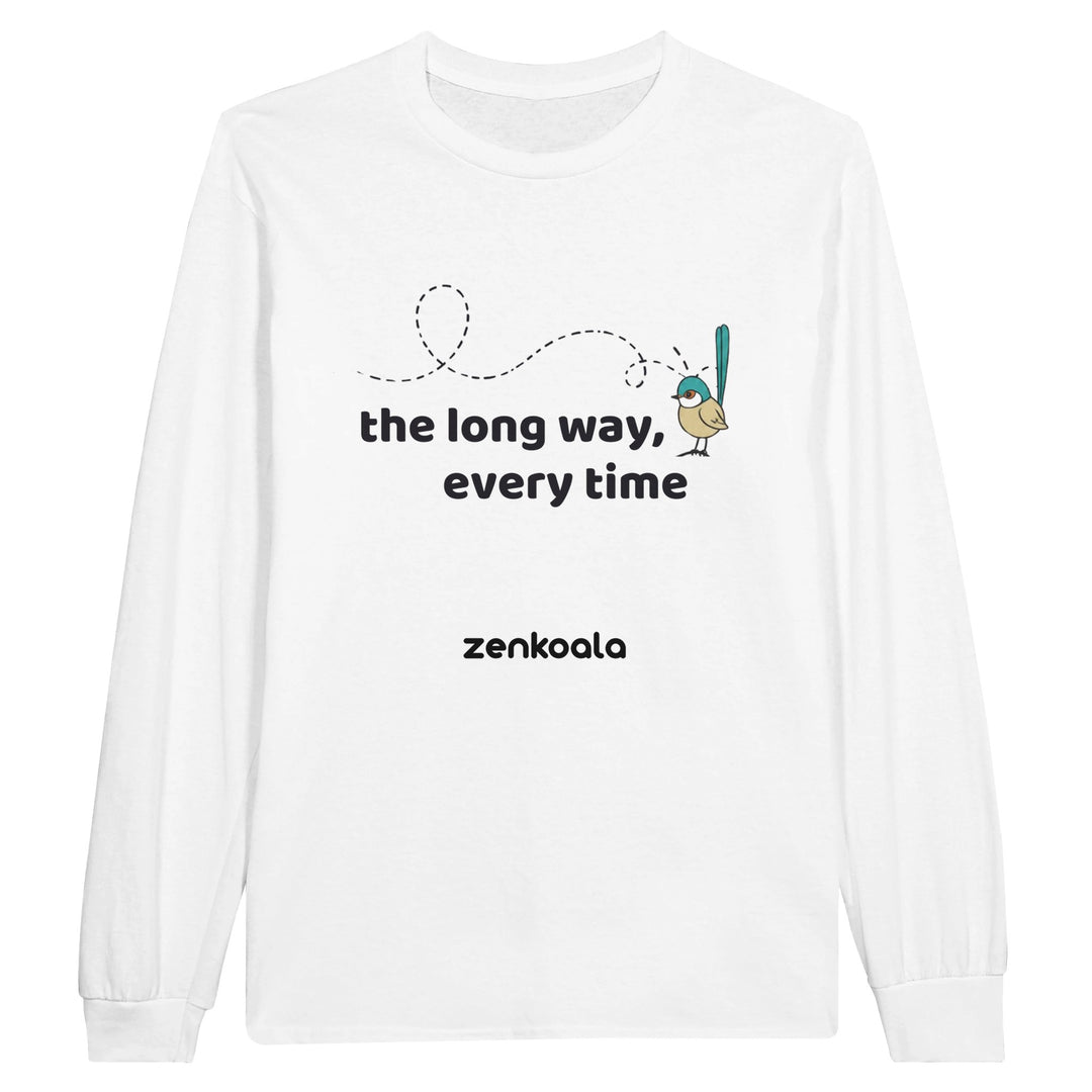The Long Way Every Time long sleeve tee in white — Zen Koala Australia