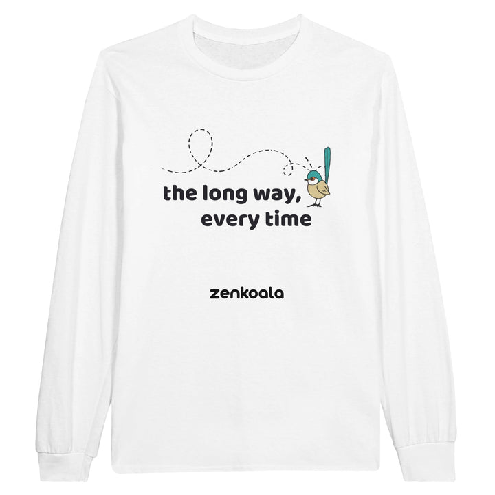 The Long Way Every Time long sleeve tee in white — Zen Koala Australia