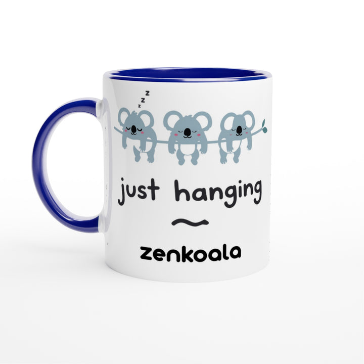 Just Hanging feel-good mug, blue inside — Zen Koala Australia