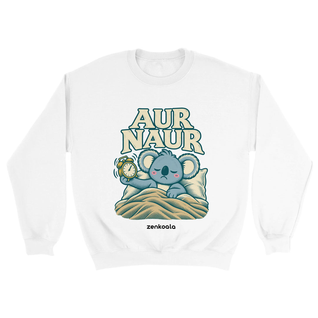 Aur Naur feel-good sweatshirt in white, Zen Koala Australia