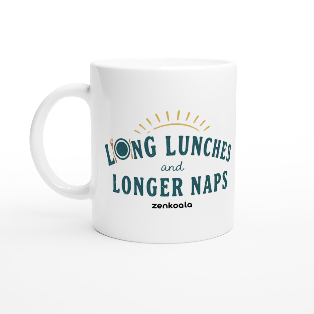 Long Lunches and Longer Naps feel-good mug: retro lettering for a slow Aussie afternoon, Zen Koala Australia