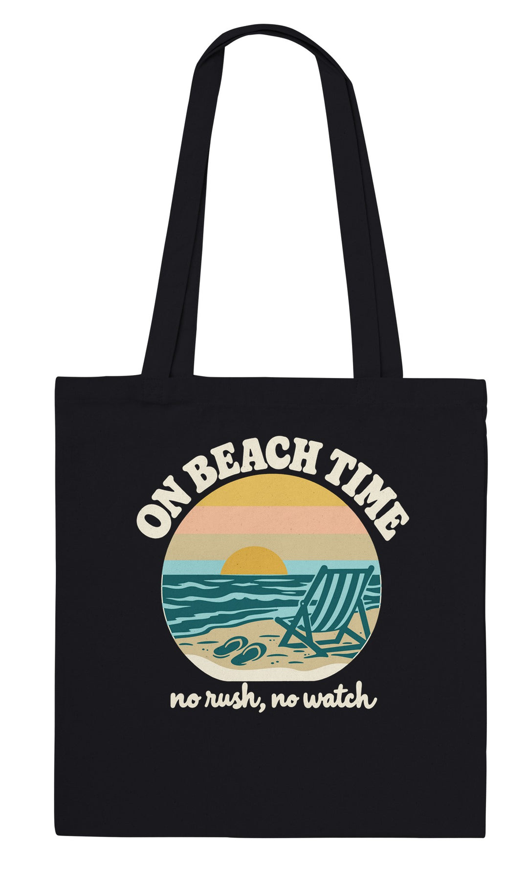 On Beach Time feel-good tote bag in black, Zen Koala Australia