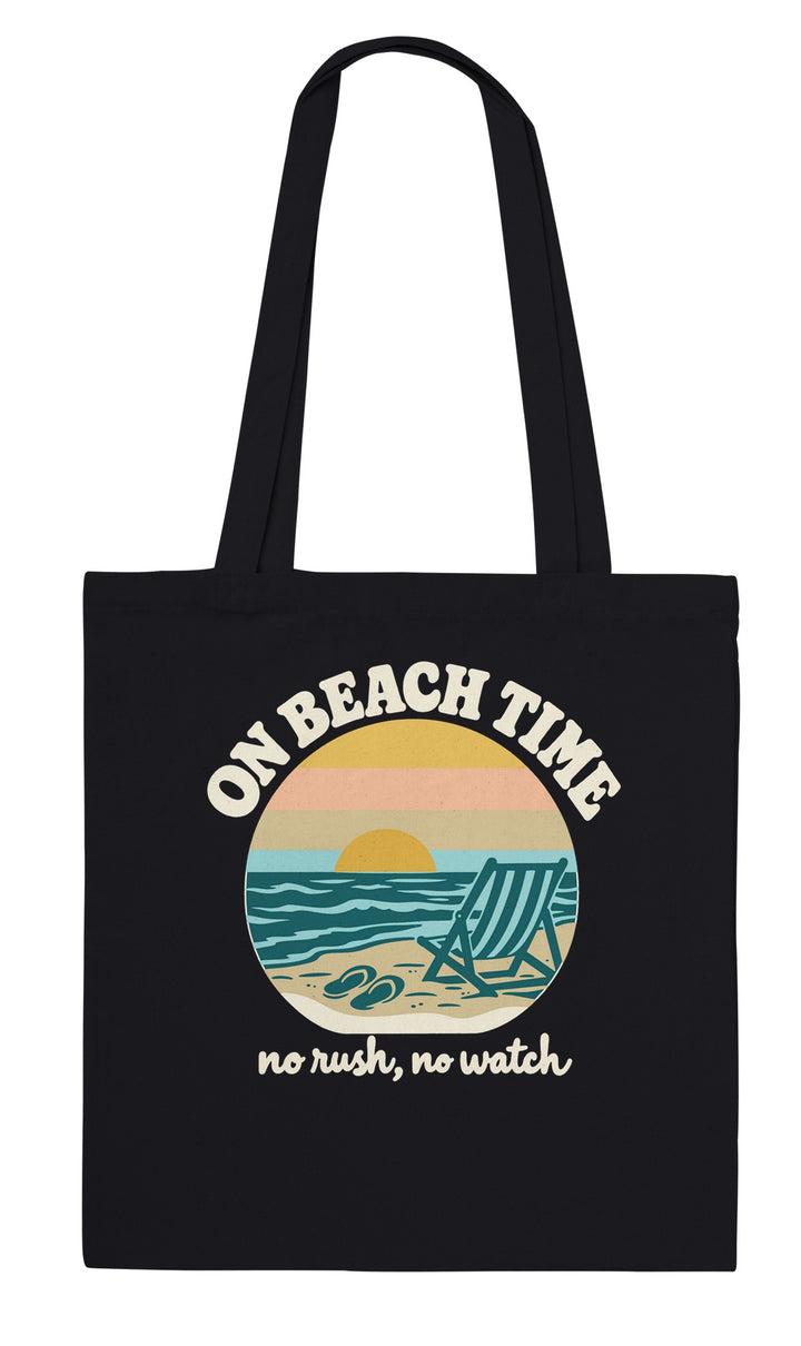 On Beach Time feel-good tote bag in black, Zen Koala Australia