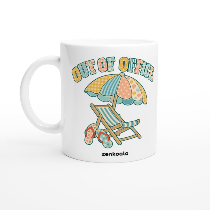 Out of Office Beach mug in all white, Zen Koala Australia