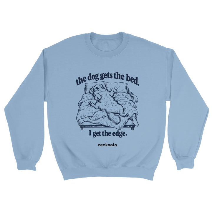 The Dog Gets the Bed feel-good sweatshirt in light blue, Zen Koala Australia