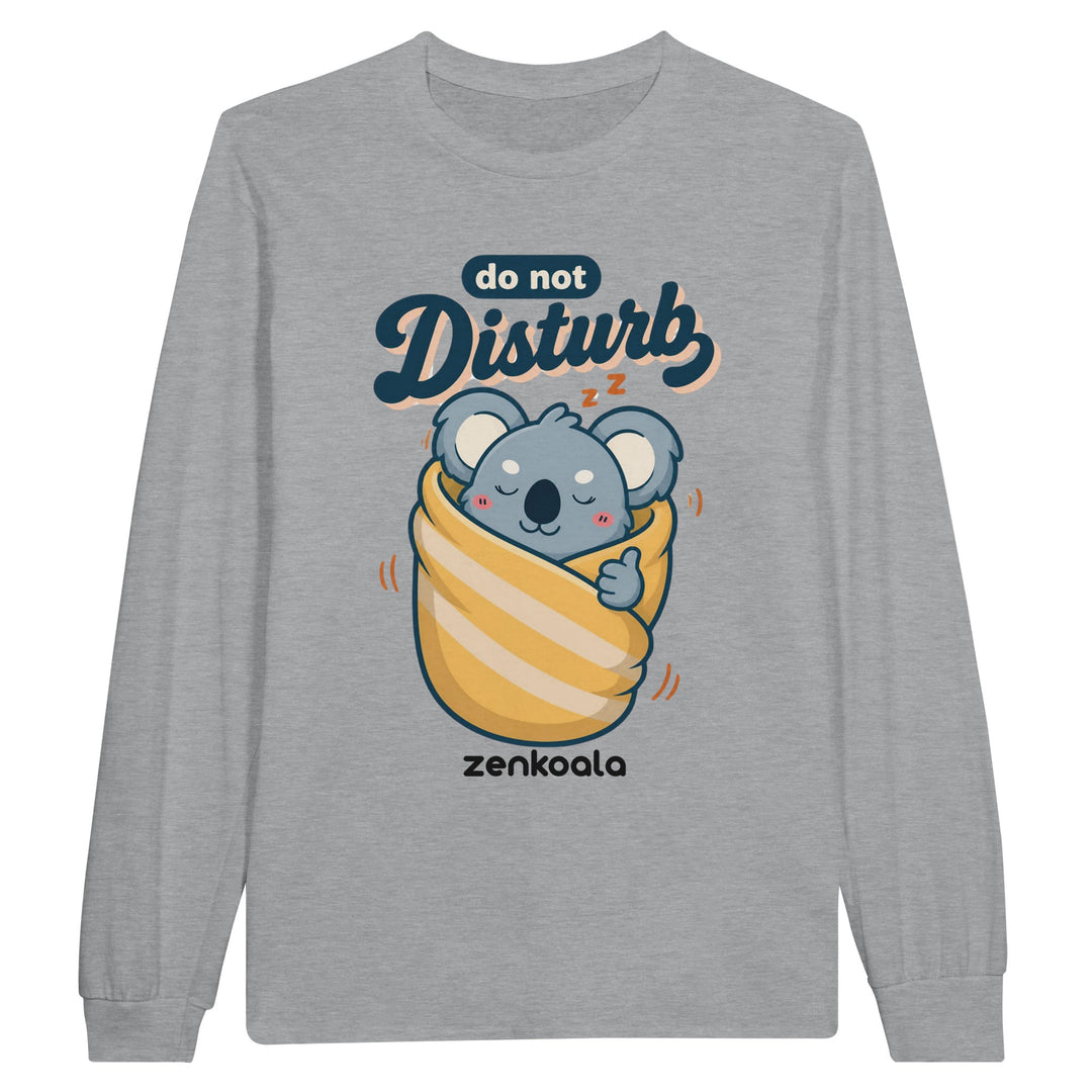 Do Not Disturb Koala long sleeve tee in sports grey — Zen Koala Australia